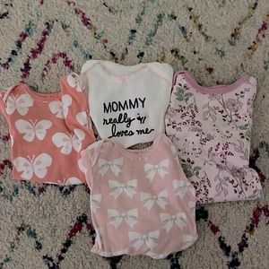 Set of 4 girl 0-3 month onesies